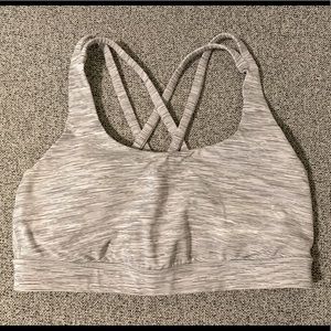 Lululemon energy bra space gray/white stripe sz 8